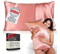 Federa Seta Cuscino 50x80 Certificata da Dermatologi per Pelle e Capelli | Federa in seta per capelli | Massima qualitá 6A, 22 momme | Silk pillowcase (Rosa Antico - bordino Nero)