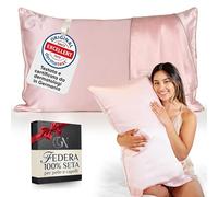 Federa Seta Cuscino 50x80 Certificata da Dermatologi per Pelle e Capelli | Federa in seta per capelli | Massima qualitá 6A, 22 momme | Silk pillowcase (Rosa chiaro - bordino Beige)
