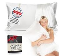 Federa Seta Cuscino 50x80 Certificata da Dermatologi per Pelle e Capelli | Federa in seta per capelli | Massima qualitá 6A, 22 momme | Silk pillowcase (Bianco Avorio - Bordino Bianco Avorio)