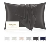 Federa Seta Cuscino 50x80cm - 22 Mamme 100% Seta Naturale Grado 6A - per Pelle e Capelli - ANTICRESPO e ANTIAGING - OEKO-TEX - Federe Cuscino Letto 1pz Grigio scuro