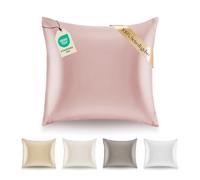 Federa Seta Cuscino 65x65 Dreamzie - 100% Seta Naturale di Gelso 19 Momme - Federa di Seta Antiacaro e Ipoallergenico - Rosa Chiaro