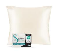 Federa Seta Cuscino 65x65 Dreamzie - 100% Seta Naturale di Gelso 19 Momme - Federe Seta Antiacaro e Ipoallergenico - Ivoire