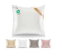 Federa Seta Cuscino 80x80 Dreamzie - 100% Seta Naturale di Gelso 19 Momme - Federa di Seta Antiacaro e Ipoallergenico - Avorio