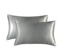 Federa Seta Cuscino, Federe Raso 2pcs Luxury Satin Federa Caso di cuscino satinato seta Silk-Like Silk-Like Silkcase per la casa Camera da letto confortevole(Light gray,51x102cm)