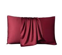 Federa Seta Cuscino,Silk Pillowcase Federa in seta di gelso naturale Federa in seta Federa in tinta unita multi-misura 40x60cm 50x90cm(Wine Red,40x60cm 1pc)