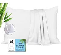 Federa standard con cerniera, 100% viscosa di bambù, confezione da 2 federe rinfrescanti con cerniera, dimensioni standard, copertura protettiva