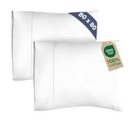 Federe 100% Cotone 80x80 cm - Aperte su un Lato, Senza Chiusura - Cotone Morbido 400 Fili - Traspiranti e Rinfrescanti - Antipiega e Anti-Sbiadimento - Certificato OEKO-TEX - Set da 2, Bianco