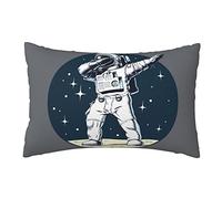 Federe Astronauta Che Fa Una Posa sulla Pittura Disegnata A Mano del Fumetto di Tema Dell'Universo della Luna Caso Federa Moderna Federe per Cuscini Bifacciale Federe Cuscino 40x60 cm