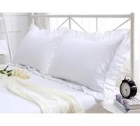 Federe con volant con orlo, bianco, cotone, 50 x 80 cm, 2 pezzi