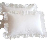 Federe con volant e orlo, bianche, cotone, 20"x36" (50 x 91 cm), 2 pezzi