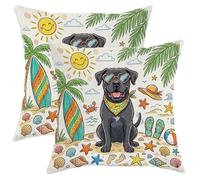 Federe Confezione 45X45Cm Set 2 Fodera per Cuscino Decorativi Resistenti Federe Cuscini per Letti Salotto Giardini Cute Cane Corso Dog Coastal Beach Shells