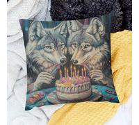 Federe Confezione Arredamento Casa Wolves Birthday Party Set of 2 Quadrate Federe Decorative per