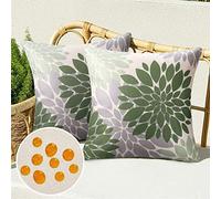Federe Copricuscini 50 x 50 cm, Set di 2 Copri Cuscini Esterni Fiore Primavera Estate Moderno Lino Moderno Impermeabile Federa per Cuscino Divano, Sedia, Giardino, Balcone, Soggiorno, Blench,Verde