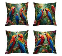 Federe Copricuscini Impermeabile Lino Federe Cuscini Divano 35 x 35 cm Federe Cuscino Parrot della foresta Fodere Cuscini 4 Pezzi Fodera Per Cuscino Per Esterno Giardino Balcone Divano Sedia F-s579