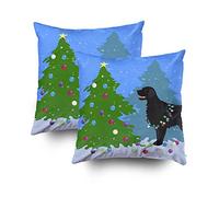 Federe corte con chiusura lampo, 40,6 x 40,6 cm, 2 federe per cuscino nere con rivestimento piatto, per il trionfo di Natale, foresta decorativa, federa per cuscino per divano o letto.