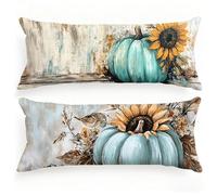 Federe Cuscini 40x120, Set di 2 Retrò Federe Cuscino Letto Zucca Motivo Velluto Copricuscini, Doppia Faccia Stampa Cuscino Lungo Dormire Sul Fianco con Cerniera per Divano Letto Matrimoniale, Model358