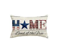 Federe Cuscini 4Th of July Home Land of The Free Independence Memorial Day Patriotic Federa Lavabile Cuscino Decorativo Moderno Copricuscini per Balcone Home Camera 40X60CM
