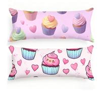 Federe Cuscini 50x150, Set di 2 Amore Federe Cuscino Letto Torta Motivo Velluto Copricuscini, Doppia Faccia Stampa Cuscino Lungo Dormire Sul Fianco con Cerniera per Divano Letto Matrimoniale, Model158