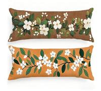Federe Cuscini 50x150, Set di 2 Fiori Federe Cuscino Letto Europa Settentrionale Motivo Lino Copricuscini, Doppia Faccia Stampa Cuscino Lungo per Dormire Sul Fianco per Letto Matrimoniale, Model310