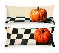 Federe Cuscini 50x150, Set di 2 Retrò Federe Cuscino Letto Zucca Motivo Velluto Copricuscini, Doppia Faccia Stampa Cuscino Lungo Dormire Sul Fianco con Cerniera per Divano Letto Matrimoniale, Model776