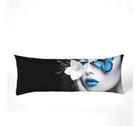 Federe Cuscini 60 x 180 cm Nero Federe Cuscino Letto Bellezza Motivo, Impermeabili Velluto Copricuscini Migliorare la Qualità del Sonno, Doppia Faccia Stampa per Letto Divano, Regalo Donna, Model1205