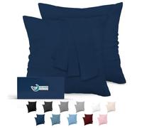 Federe Cuscini 60x60 (Set 2) Dreamzie in Microfibra OEKO-TEX Certificazione - Copri Cuscino Dolce Blu Scuro