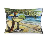 Federe Cuscini A Margarita Drink On The Beach with Palm Trees Patriotic Memorial Day Federa Colorate Cuscino Decorativo Decorazione Copricuscini per Balcone Home Ufficio 40X60CM