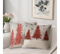 Federe Cuscini Alberi Impermeabile Copricuscini 55 x 55 Fronte-Retro Stampa Cuscini Decorativi Piazza Lino Copricuscini Divano Set da 2, Salotto Decorazioni per la casa Federe Cuscino Rosso O-19