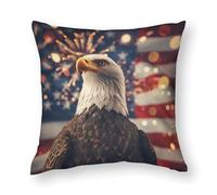 Federe Cuscini An Eagle with The American Flag Independence Day Memorial Day Federa Standard Copricuscini Lavabile Cuscino Decorativo per Divano Camera Ufficio 45X45CM