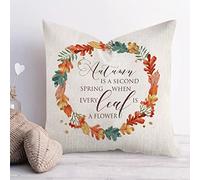 Federe Cuscini Autumn Is A Second Spring Wreath Home Halloween Farmhouse Thanksgiving Copricuscini Lavabile Cuscino Decorativo Moderno Federa per Soggiorno Ufficio Camera 45X45CM