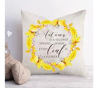 Federe Cuscini Autumn Is A Second Spring Wreath Retro Fall Farmhouse Thanksgiving Federa Lavabile Cuscino Decorativo Standard Copricuscini per Soggiorno Balcone Ufficio 45X45CM