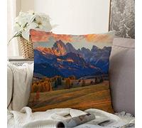 Federe Cuscini Blue Alps Amazing Autumn Scenery Alpe di Siusi Nature Colorful Beautiful Cloud Dolomite Federa Lavabile Copricuscino Standard Cuscino Decorativo per Camera Ufficio 45X45CM