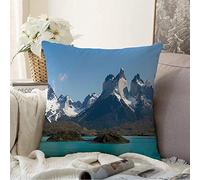 Federe Cuscini Blue Water Lake Torres del Paine National Park Nature Andes Green Bridge Chile Cuernos Glacier Federa Standard Copricuscino Colorate Cuscino Decorativo per Ufficio Camera 45X45CM