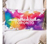 Federe Cuscini Canada Toronto Skyline Vacation Momento New City Copricuscini Arte Cuscino Decorativo Lavabile Federa per Balcone Soggiorno Camera 40X60CM