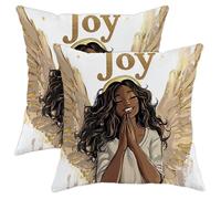 Federe Cuscini Christmas Angel African Xmas Black Holiday Joy American Set of 2 Traspirante Federe Decorative per