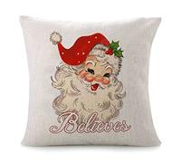 Federe Cuscini Christmas Believes Santa Federa Colorate Cuscino Decorativo Standard Copricuscino per Camera Soggiorno Ufficio 45X45CM