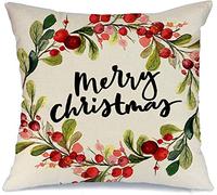 Federe Cuscini Christmas Style Watercolor Painting Branch Hand Lettering Nature Celebration Holidays Seasonal Red Farmhouse Cuscino Decorativo Standard Copricuscino Colorate Federa per 45X45CM