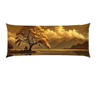 Federe Cuscini Colore Arancione Federe Cuscino Letto Paesaggio 40x145cm Velluto Copricuscini, Divano Morbida e Traspirante Stampa Fronte-Retro Con Invisibile Cerniera Lavabile per Letto o Divano T117