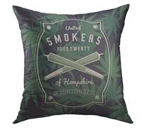Federe Cuscini Colorful Smoke Marijuana Weed Ganja Smoker Green Label Federa Standard Copricuscino Colorate Cuscino Decorativo per Soggiorno Balcone Ufficio 45X45CM
