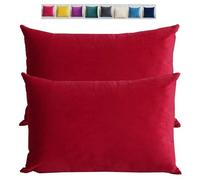 Federe Cuscini Copricuscini in Velluto per Divano Federe Cuscini per Camera da Letto Decorativi Fodere per Cuscino Divano Letto Set 2 Copricuscino Decorazione Federe per Divano letto(Red,50x90 cm 20x3