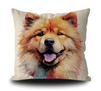 Federe Cuscini Cute Chow Chow Dog Colorful Painting Dog Puppy Copricuscini Moderno Federa Lavabile Copricuscino per Ufficio Camera Balcone 45X45CM