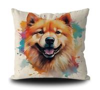 Federe Cuscini Cute Chow Chow Dog Colorful Painting Dog Puppy Federa Lavabile Cuscino Decorativo Moderno Copricuscini per Ufficio Camera Soggiorno 45X45CM