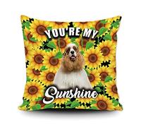 Federe Cuscini Cute Dog American Cocker Spaniel Sunflowers Spring Summer Flower You Are My Sunshine Copricuscino Colorate Federa Standard Cuscino Decorativo per Divano Soggiorno Ufficio 45X45CM