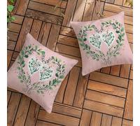 Federe Cuscini da Esterno 35x35 cm Impermeabili Decorativi Lino Amore Copricuscino Divano Cuscino per Divano con Cerniera Invisibile, Pianta Cuscini per Esterno Giardino Balcone Soggiorno L-L473