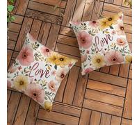 Federe Cuscini da Esterno 50x50 cm Impermeabili Decorativi Lino Fiori Estivi Copricuscino Divano Cuscino per Divano con Cerniera Invisibile, Piace Cuscini per Esterno Balcone Soggiorno Camera L-L37