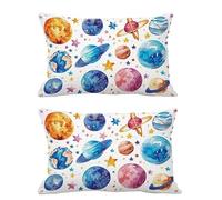 Federe Cuscini da Esterno 60x90cm Impermeabili Lino Copricuscini Divano Blu,2 Pezzi Pianeta Federe Cuscini Divano con Cerniera Invisibile,Esterno Decorativi Giardino Arredo Soggiorno Balcone G610