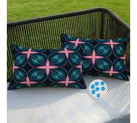 Federe Cuscini da Esterno Impermeabili 20x30 cm 2 Pezzi Federa Cuscino Moderno Federe Copricuscini Fiori Geometrici Fodera per Cuscino Decorativi Copricuscino per Divano Soggiorno Giardino -SC527