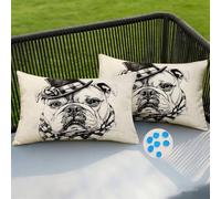 Federe Cuscini da Esterno Impermeabili 50x80 cm 2 Pezzi Federa Cuscino Animali Federe Copricuscini Shar Pei in Lino Fodera per Cuscino Decorativi per Divano Soggiorno Patio Giardino Esterni -SC489