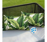 Federe Cuscini da Esterno Impermeabili 50x80 cm 2 Pezzi Federa Cuscino Foglie Verdi Federe Copricuscini Piante Estate Fodera per Cuscino Decorativi Copricuscino per Divano Soggiorno Giardino -SC79