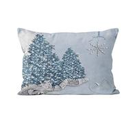 Federe Cuscini Decorative Snow Blue White Ball Merry Christmas Funny Copricuscino Lavabile Copricuscini Decorazione Cuscino Decorativo per Camera Home Ufficio 40X60CM